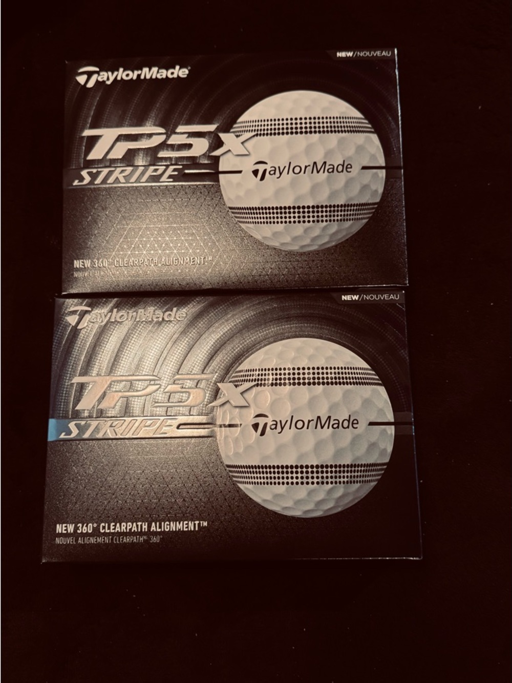 TaylorMade TP5x Stripe Golf Ball Boxes - White and Black( 2 boxes)
